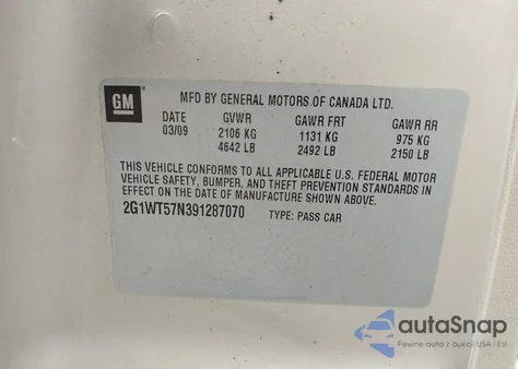 2009 Chevrolet Impala Lt from USA, damaged, VIN 2G1WT57N391287070